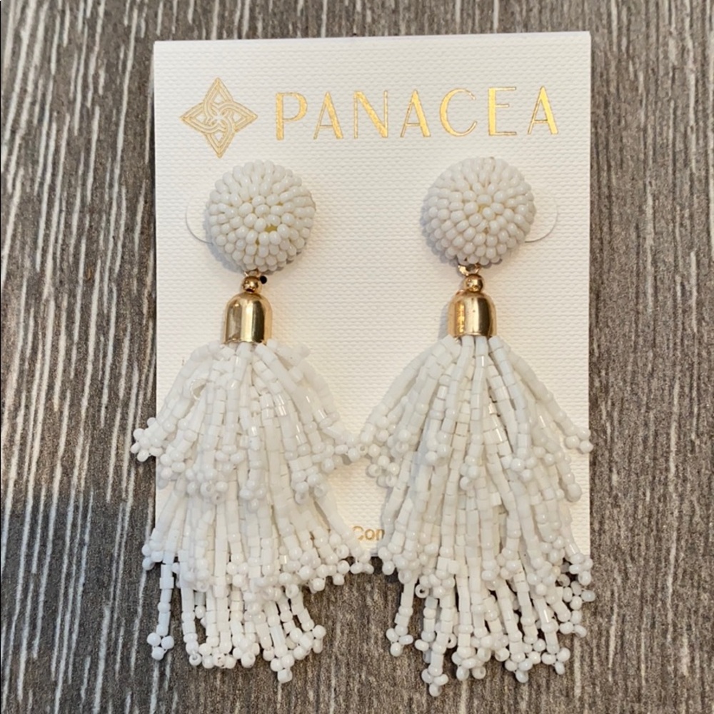 NWT Pancera white glass bead earrings